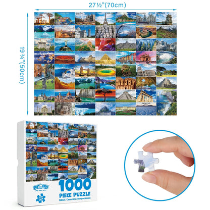 BenBen Jigsaw Puzzles 1000 Pieces for Adults Ages12+, Famous World Scenic Landmarks, 27.5 x 19.7 in