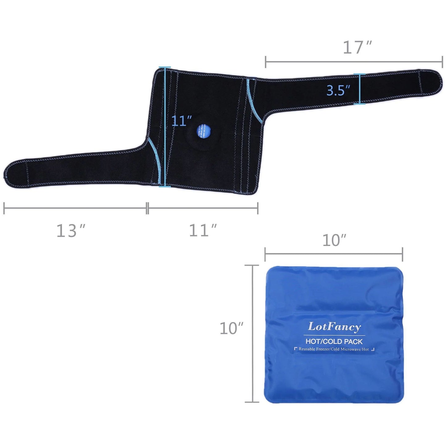 LotFancy Ice Packs for Knee Injuries, Gel Hot Cold Pack w/ Wrap for Knee Surgery, Pain Relief