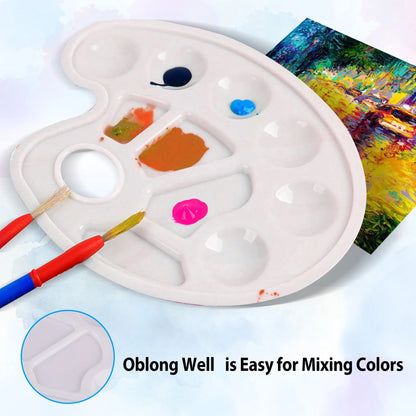 LotFancy Paint Tray Palettes Plastic with 10 Wells Thumb Hole, 3 Pack, Perfect for DIY Craft Art Oil Watercolor Painting, Washable