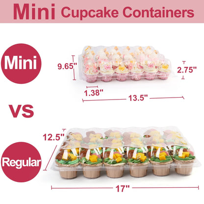 LotFancy Stackable Mini Cupcake Carrier Holders Containers with 288 Cupcake Liners, 24 ct x 12 Sets