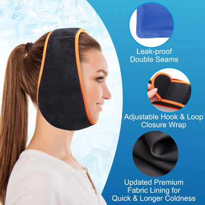 LotFancy Face Ice Pack Wrap with 4 Reusable Hot Cold Therapy Gel Packs for TMJ, Wisdom Teeth