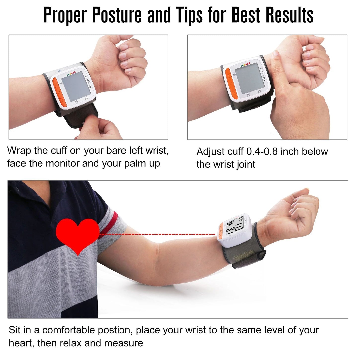 LotFancy Wrist Blood Pressure Monitor, BP Monitor with Portable Case, Heartbeat Detector