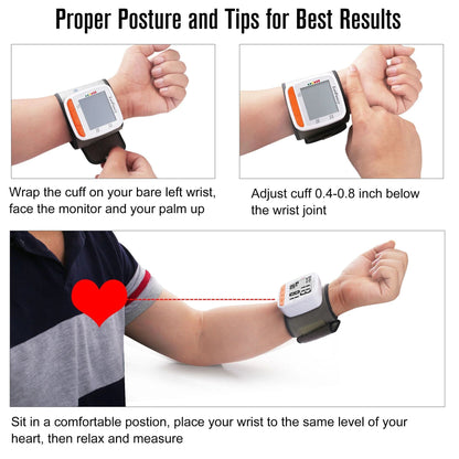 LotFancy Wrist Blood Pressure Monitor, BP Monitor with Portable Case, Heartbeat Detector