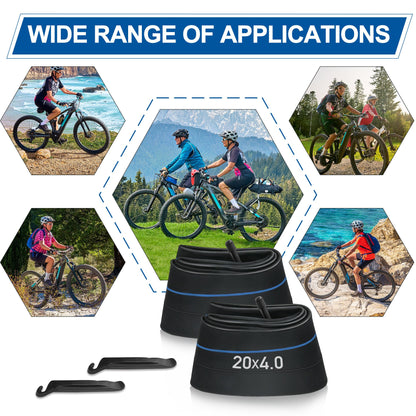 LotFancy 20 x 3.5/4.0 Fat Mountain Bike Tube, Pack of 2, AV35mm Schrader Valve