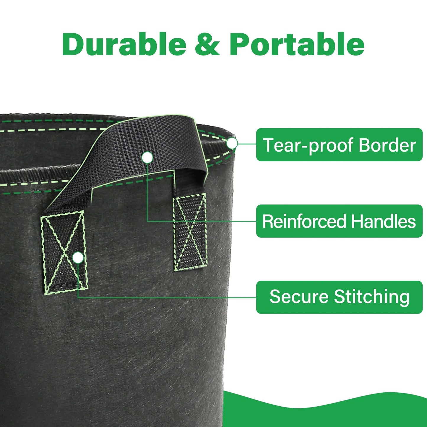 LotFancy 10 Gallon Grow Bags, Thickened Aeration Nonwoven Plant Fabric Pots with Handles, 5Pack
