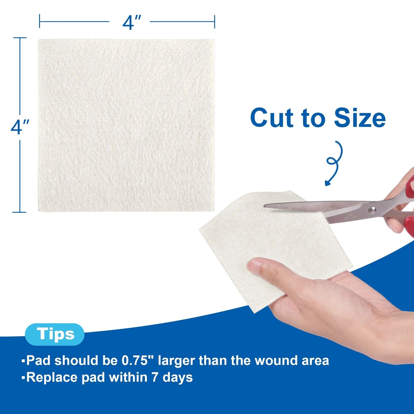 LotFancy Calcium Alginate Wound Dressing Pads, 4"x 4", 10 Pack Non-Stick Super Absorbent Dressing