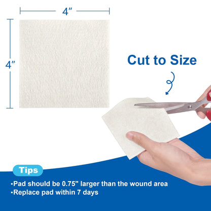 LotFancy Calcium Alginate Wound Dressing Pads, 4"x 4", 10 Pack Non-Stick Super Absorbent Dressing