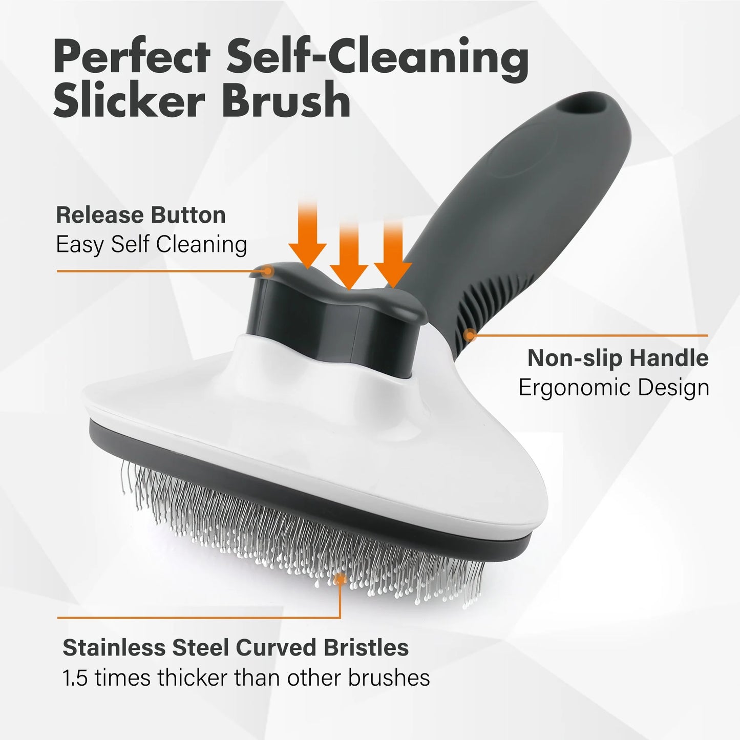 Prime Pets Cat Brush for Shedding, Self Cleaning Slicker Brush for Dogs Bunny Puppy Grooming
