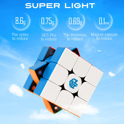 LotFancy GAN 356 XS, GAN Cube 3x3, Plastic Magnetic Magic Cube, Stickerless Speed Cube Puzzle Toy for Kids Adult