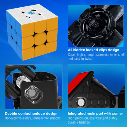 LotFancy GAN 356 XS, GAN Cube 3x3, Plastic Magnetic Magic Cube, Stickerless Speed Cube Puzzle Toy for Kids Adult