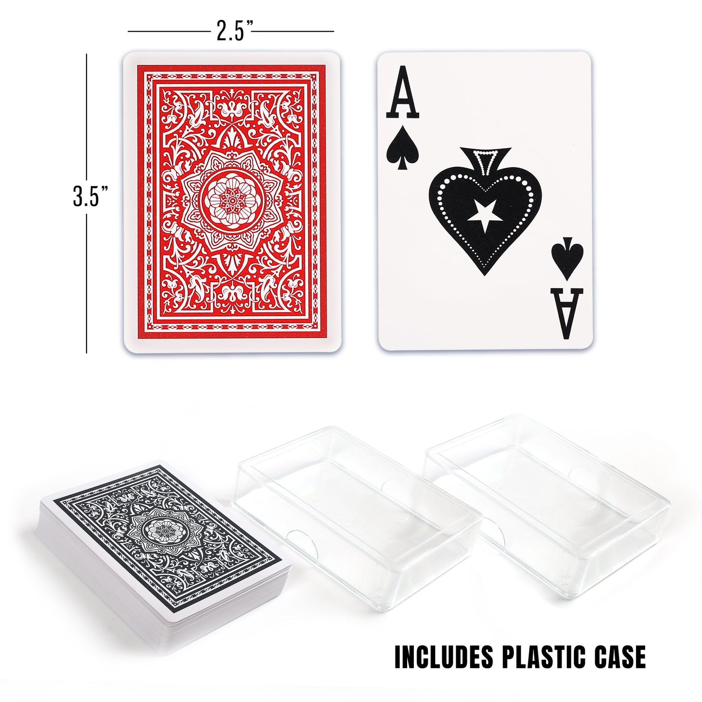 LotFancy Waterproof Playing Cards, Large Print, 100% Plastic, 2 Decks of Cards with Plastic Cases, for Texas Hold'em, Pool Beach Water Card Games, Jumbo Index Poker Size PMT