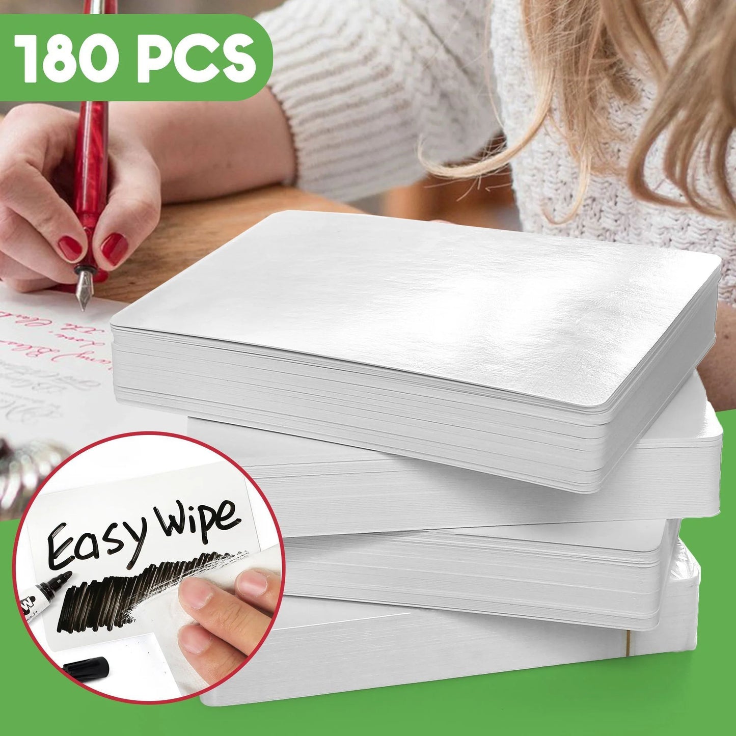 LotFancy Blank Playing Cards, 180Pcs, Dry Erase Cards, Reusable Flash Cards to Write on, Poker Size