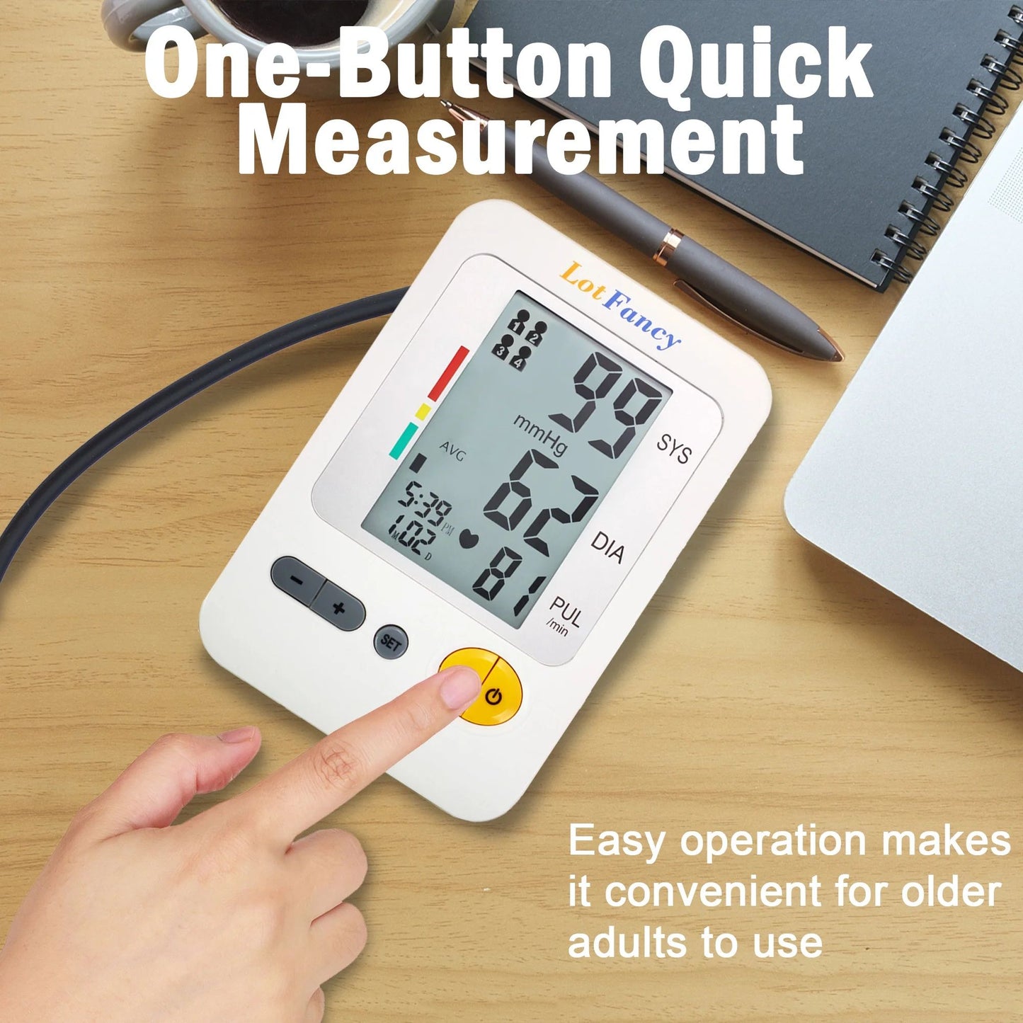 LotFancy Arm Blood Pressure Monitor with Adaptor and Large Cuff, BP Digital Machine for Home Use