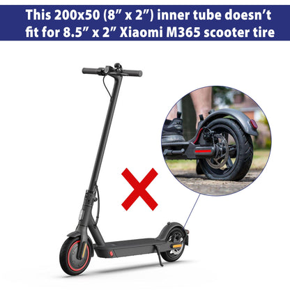 200X50 Tire & Inner Tube Set, 8" x 2" Electric Scooter Tube for Razor E100, E150, E200, Power Core E100, Dune Buggy