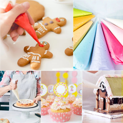 LotFancy Tipless Piping Bags, 250 Pcs 12" Disposable Pastry Bags, Cake Decorating Bag Tool & 5 Clips