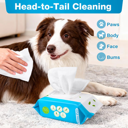 Prime Pets Dog Wipes for Paws and Butt, 100 Ct, Pet Wipes for Dogs & Cats, Deodorizing Puppy Wipes