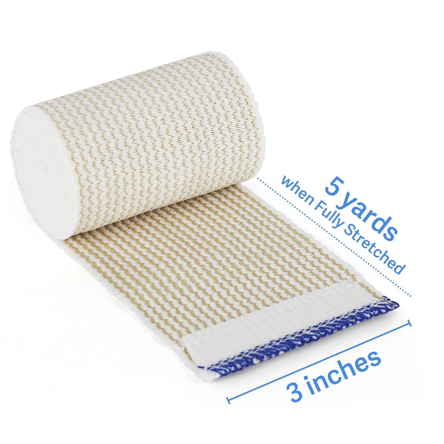 LotFancy 4 Pack Cotton Elastic Bandage Wrap 3 inches x 15 feet , Cotton Compression Bandages