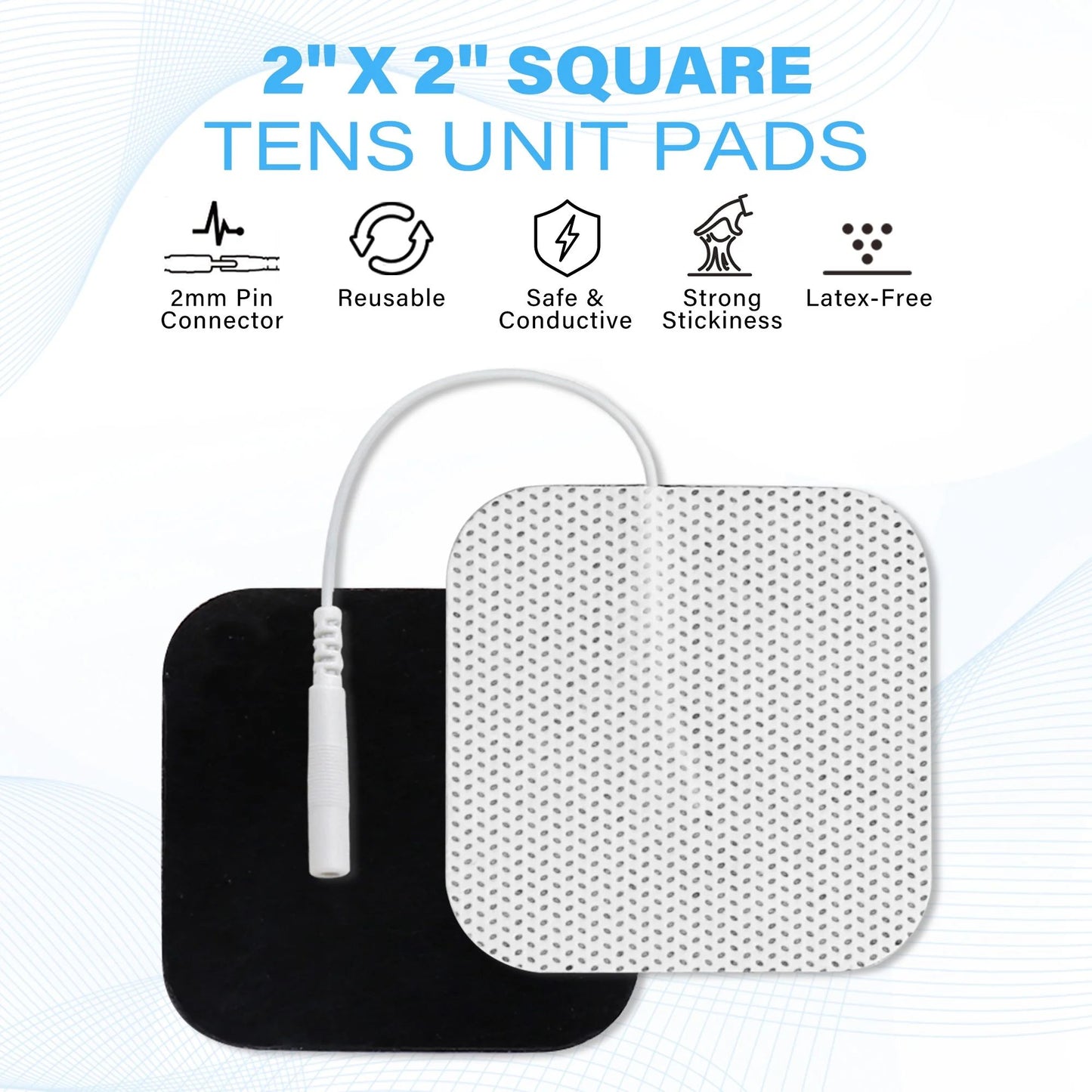 LotFancy 80Pcs TENS Unit Replacement Pad, Reusable TENS Electrode Pads 2x2 for EMS, Pain Relief