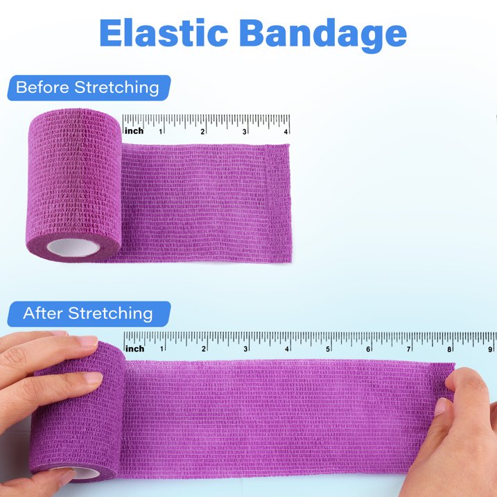 LotFancy Self Adhesive Bandage Wrap, 3" x 5 Yards, Elastic Cohesive Bandage, First Aid Medical Tape