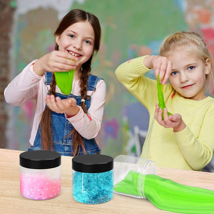 LotFancy Plastic Containers with Lids, 15 Pack 8 oz Plastic Jars, Refillable Empty Slime Containers