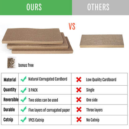 Prime Pets 3 in 1 Cat Scratcher Cardboard, Reversible Corrugated Cat Scratching Pad