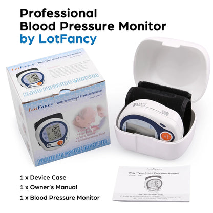 LotFancy Wrist Blood Pressure Monitor, BP Machine with Case, BP Cuff for Heartbeat Detection