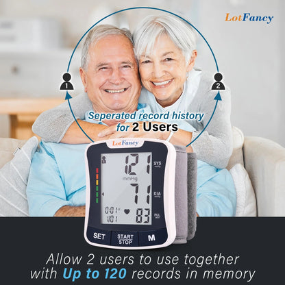 LotFancy Blood Pressure Monitor, Wrist BP Cuff Machine Voice Broadcast, Home BP Gauge