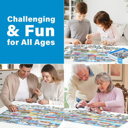 BenBen Jigsaw Puzzles 1000 Pieces for Adults Ages12+, Famous World Scenic Landmarks, 27.5 x 19.7 in