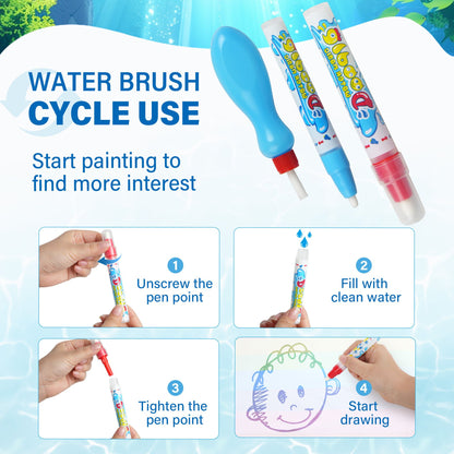 LotFancy Water Doodle Mat, 40 x 32 in, Painting Writing Color Doodle Drawing Mat Toys for Age 2-6 Year Old Boys Girls Toddler Gift