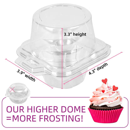 LotFancy 50Pcs Plastic Clear Individual Cupcake Containers, Cupcake Holders with Lid, Standard Size