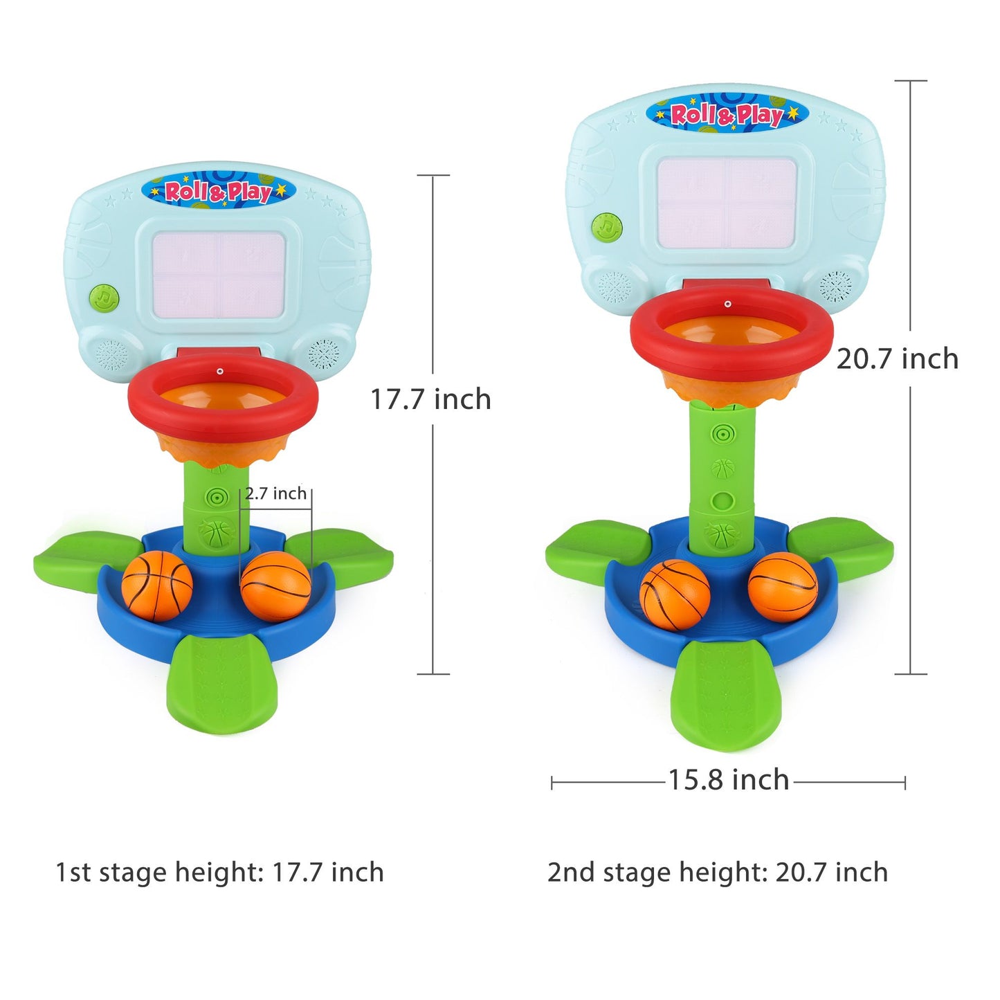 LotFancy Baby Basketball Hoop for Toddlers, Height Adjustable 2 in 1 Sports Toy Set for Kids 1-3