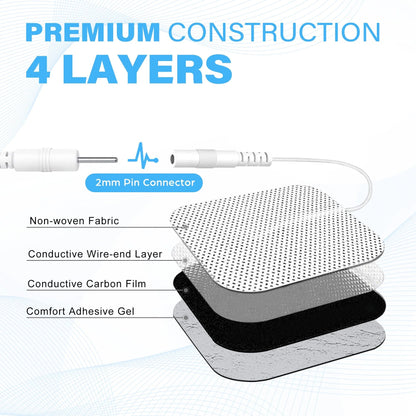 LotFancy 80Pcs TENS Unit Replacement Pad, Reusable TENS Electrode Pads 2x2 for EMS, Pain Relief
