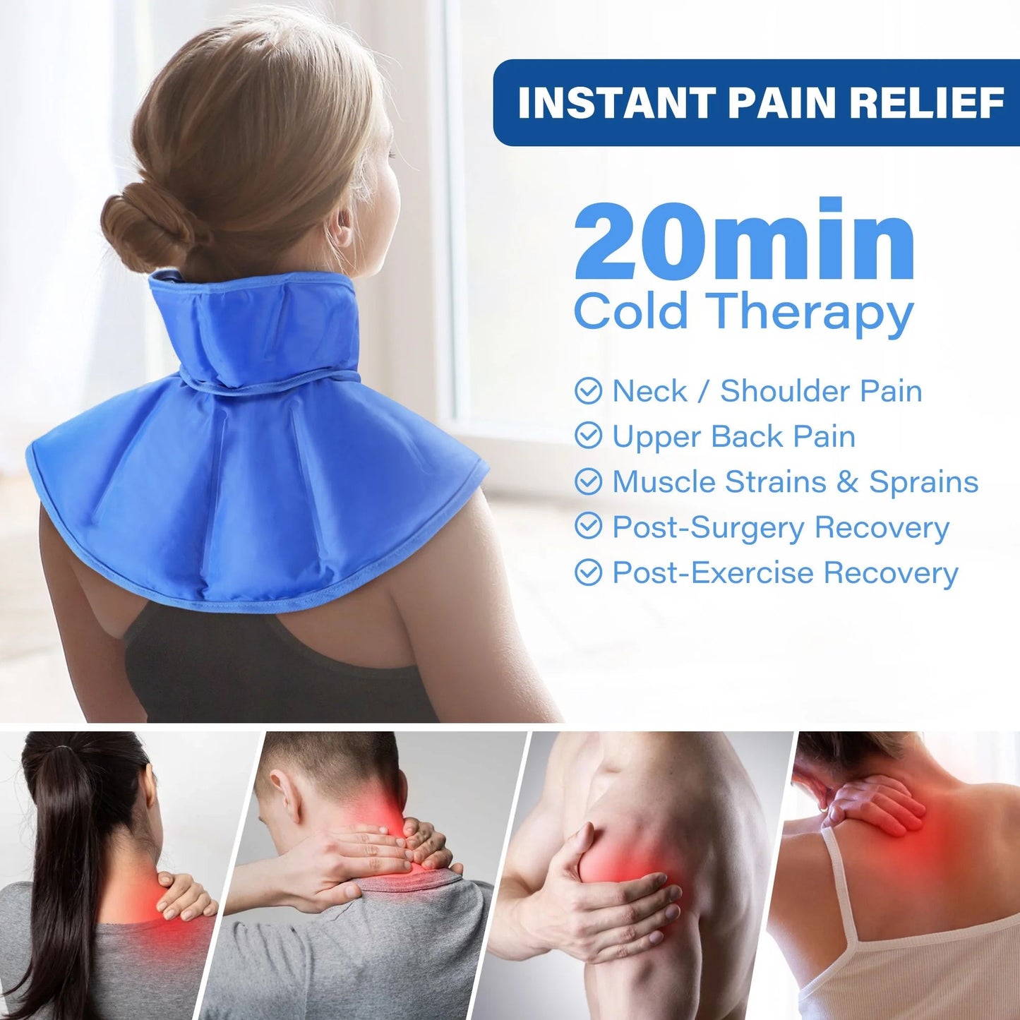LotFancy Ice Pack for Neck Shoulder, Reusable Cold Compress Therapy for Injuries, Swelling, Strains