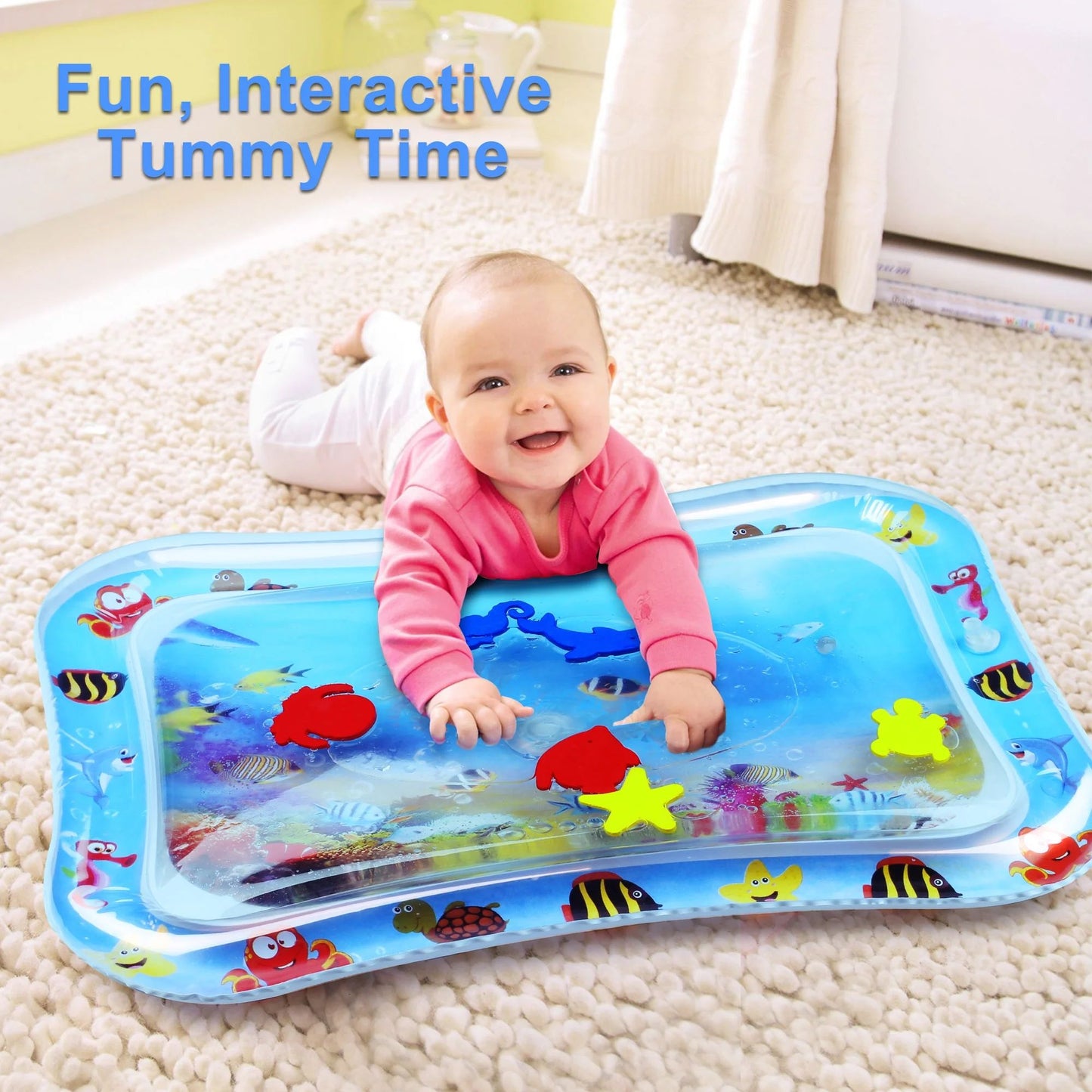 LotFancy Inflatable Tummy Time Mat Baby Water Play Mat Toys for Infants Toddlers 3 to 24 Month, 26"x20"