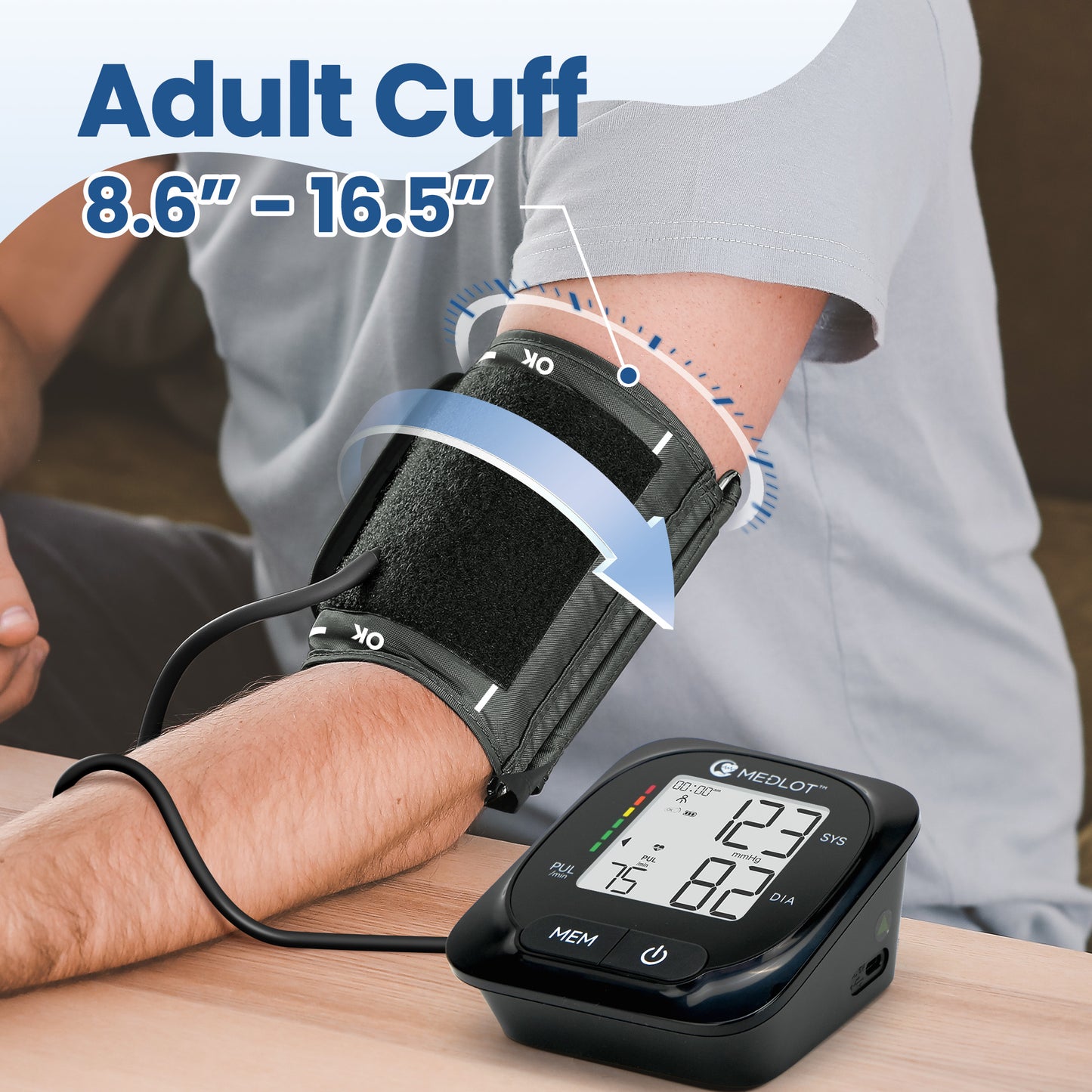 LotFancy Blood Pressure Monitor, Automatic Digital BP Machine w/Large Cuff for Upper Arm 8.6-16.5 in