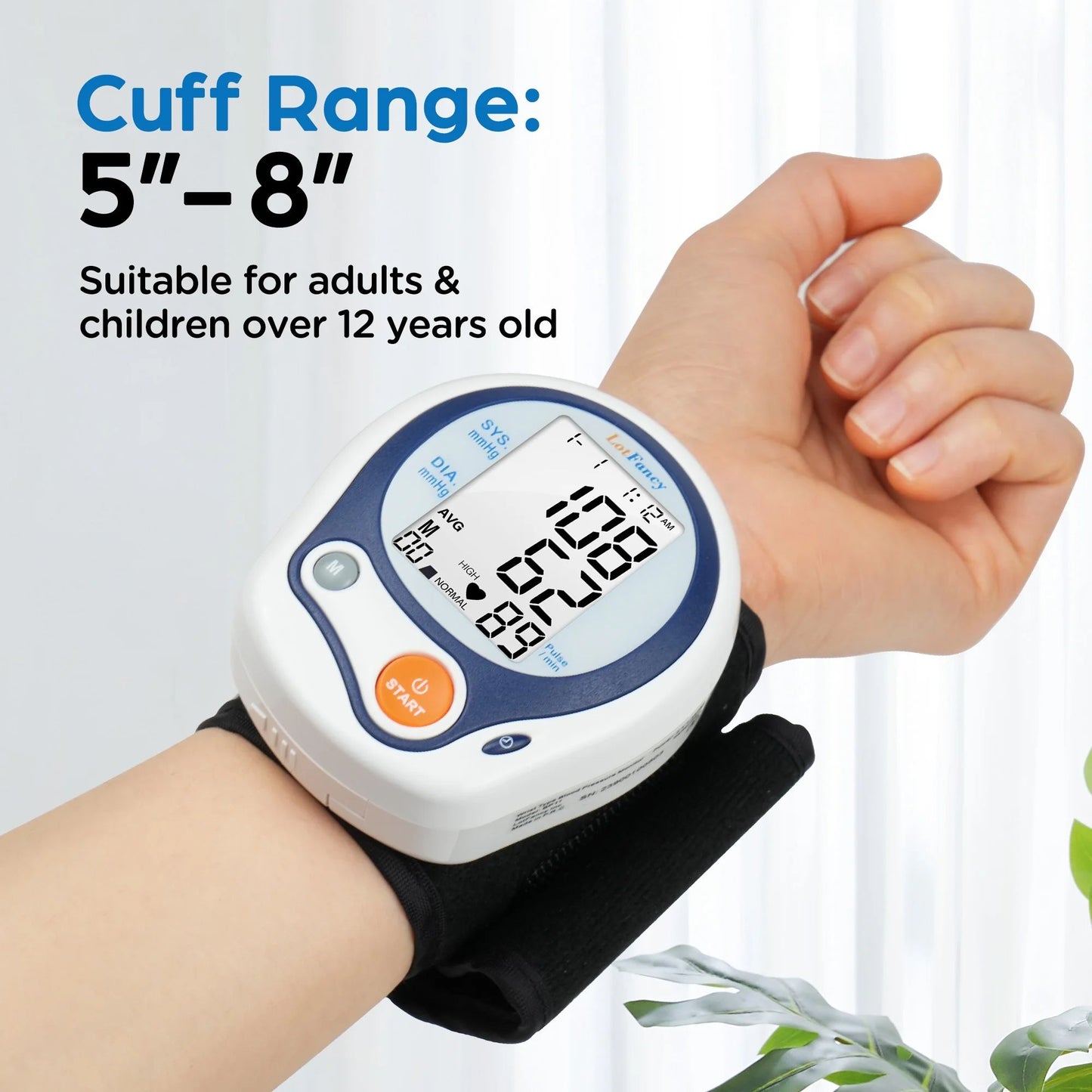 LotFancy Wrist Blood Pressure Monitor, BP Machine with Case, BP Cuff for Heartbeat Detection