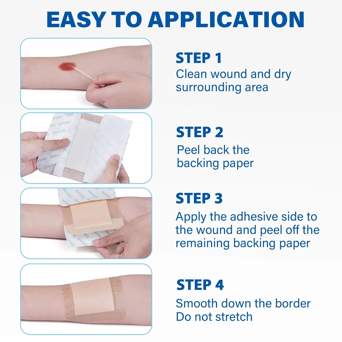 LotFancy Silicone Foam Dressing, 6x 6 in, 5 Count, Wound Dressing with Border, Bed Sores Bandage