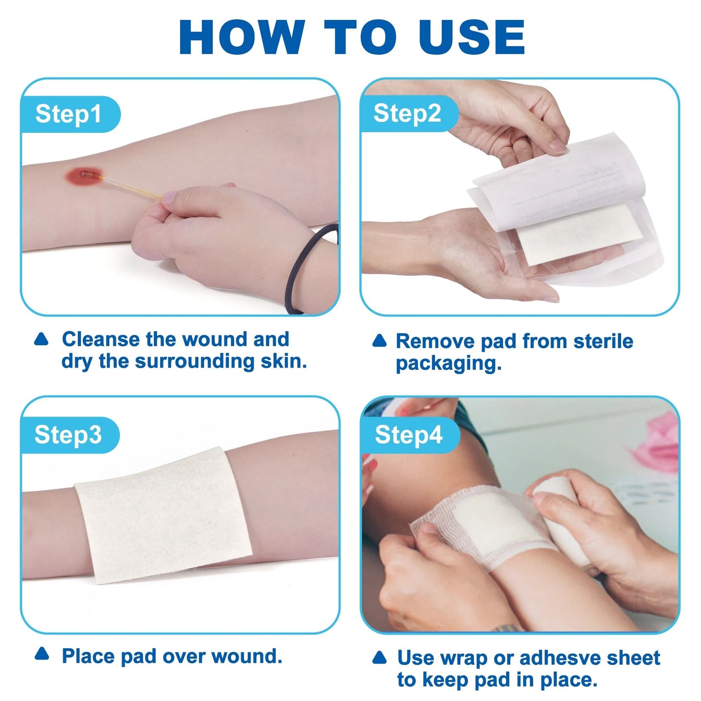 LotFancy Calcium Alginate Wound Dressing Pads, 4"x 4", 10 Pack Non-Stick Super Absorbent Dressing