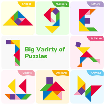 BenBen Travel Tangram Puzzle, Magnetic Pattern Block Road Trip Game for Kid Adult, Brain Teaser Puzzle