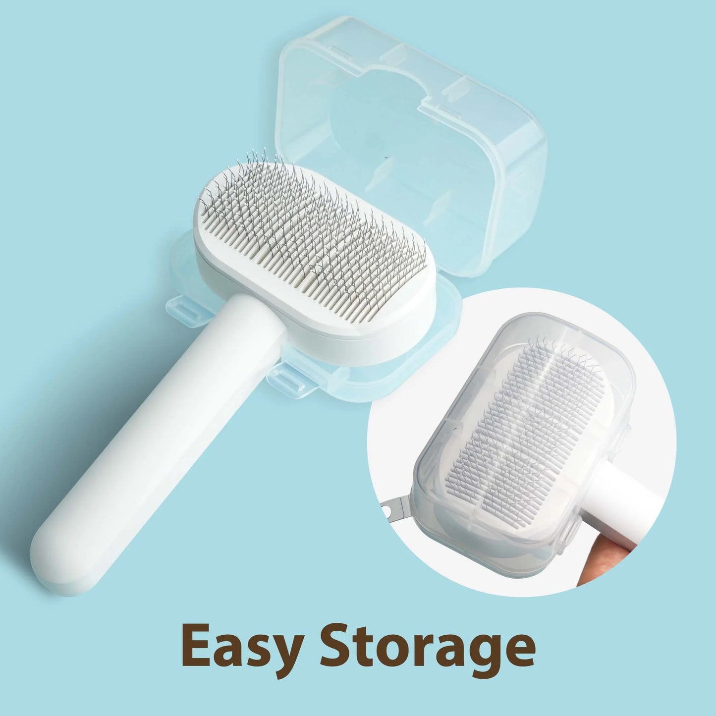 Prime Pets Cat Brush with Release Button, Self Cleaning Slicker Brush for Dog & Cat Shedding Grooming