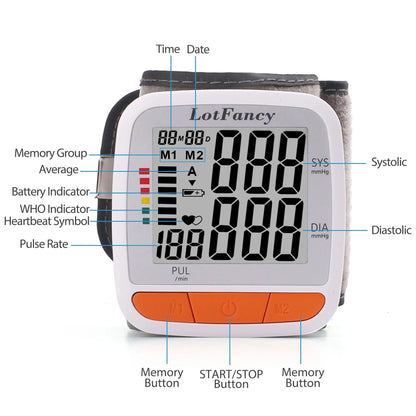 LotFancy Wrist Blood Pressure Monitor, BP Monitor with Portable Case, Heartbeat Detector