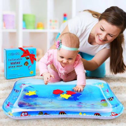 LotFancy Tummy Time Water Mat with Gift Box for Infants Toddlers Baby 3 Months+, 26x20 in