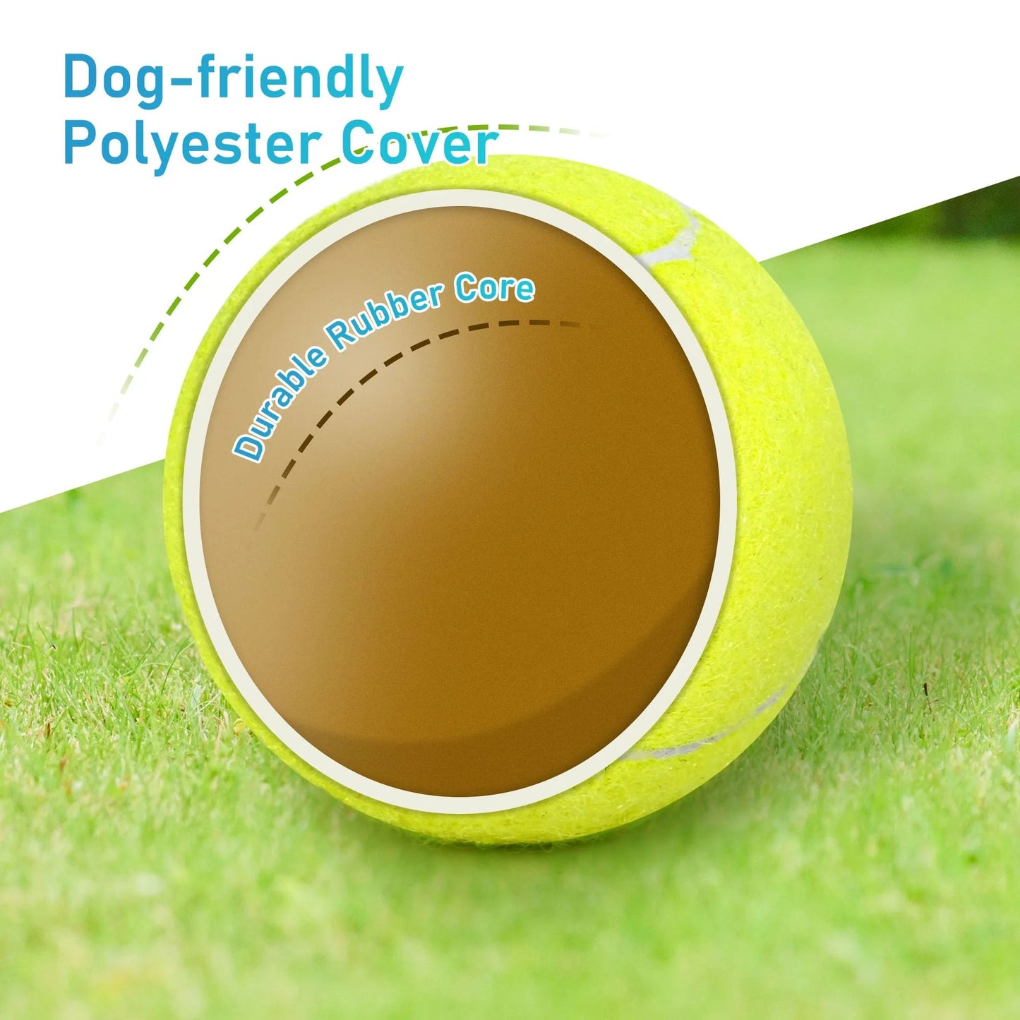 Prime Pets Tennis Balls for Dogs, 3 Pack 2.5'' Dog Squeaky Balls for Large Medium Dog, Puppy Chew Toy