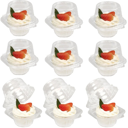 LotFancy 50Pcs Plastic Clear Individual Cupcake Containers, Cupcake Holders with Lid, Standard Size
