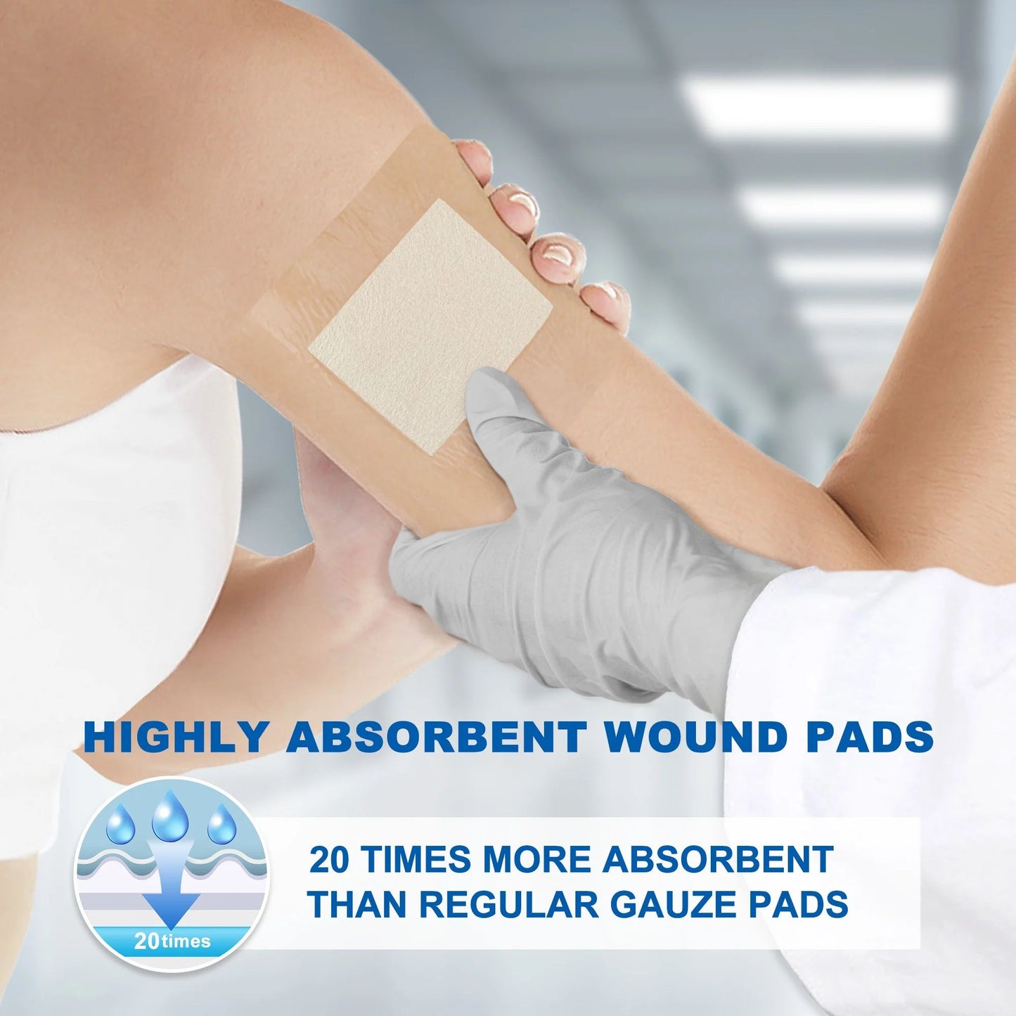 LotFancy Calcium Alginate Wound Dressing, 4" x 8", 5 Pack, Non-Stick Gauze Pads, Highly Absorbent