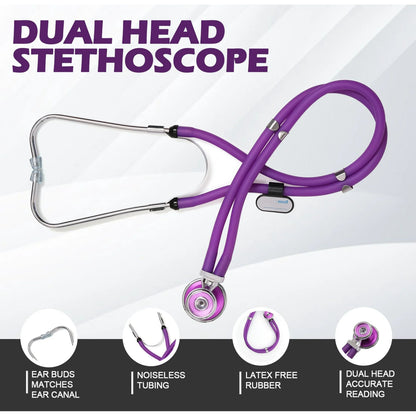LotFancy Manual Blood Pressure Cuff, Aneroid Sphygmomanometer and Dual Head Stethoscope Kit,Purple