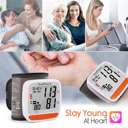 LotFancy Wrist Blood Pressure Monitor, BP Monitor with Portable Case, Heartbeat Detector