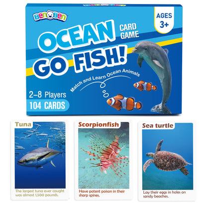 BenBen Go Fish Card Games for Kids, Learning Playing Cards, Memory Matching Games PMT