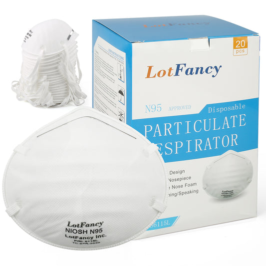 LotFancy N95 Mask, NIOSH Particulate Respirator, Face Mask for Construction, Cleaning, Air Filter Mask Anti Dust Particle