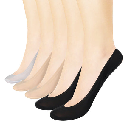 LotFancy 5 Pairs Women No Show Socks Nylon Ultra Thin Size 6-10 US, Low Cut Liner Socks for Heels, Loafers, Flats, Boat Shoes, Non-Slip Invisible Hidden Socks